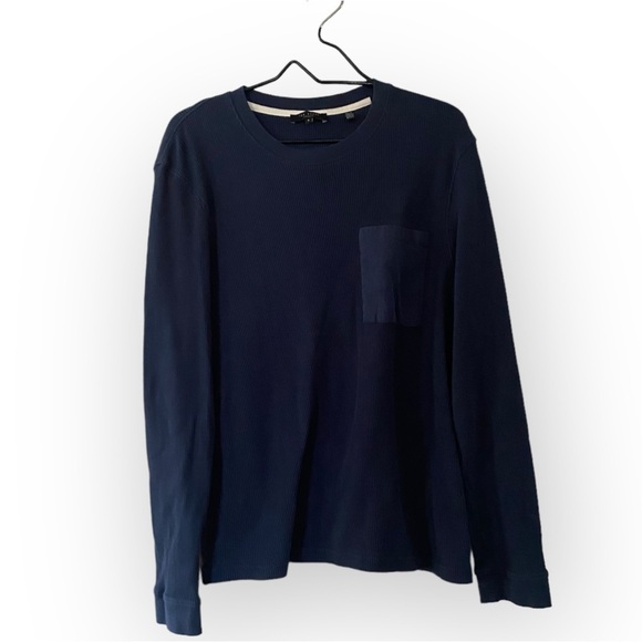 Ted Baker London Navy Blue Waffle Knit Thermal Men’s Size 5 XL Long Sleeves - Picture 1 of 9